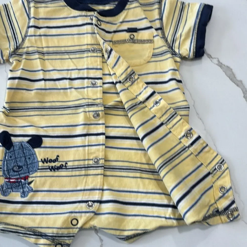 Carter’s | Baby Boys Yellow Navy Striped Romper Unisex Girls Infant